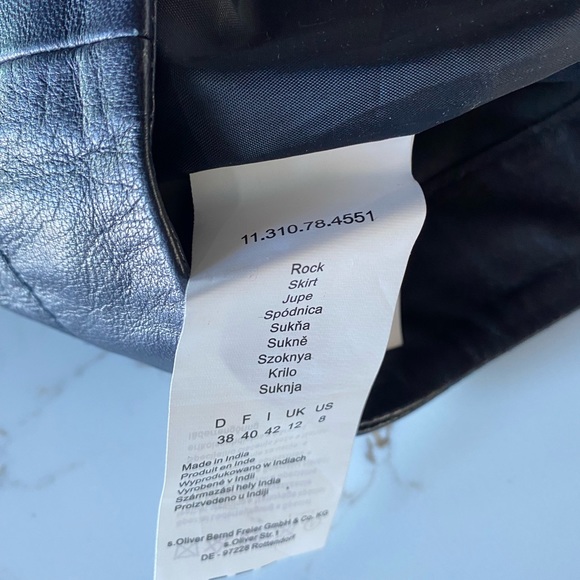 S.Oliver Leather skirt with stretch fabric sides | Dark Blue Size 8 - Picture 12 of 14